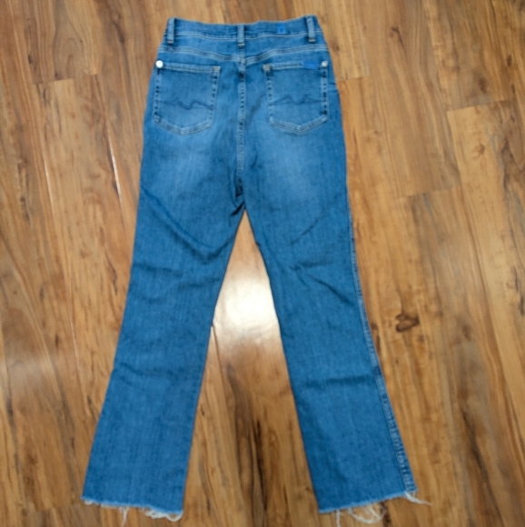 7 For All Mankind Women's 26 High Waist Slim Kick Medium Wash Raw Hem Denim Jean - Picture 5 of 7